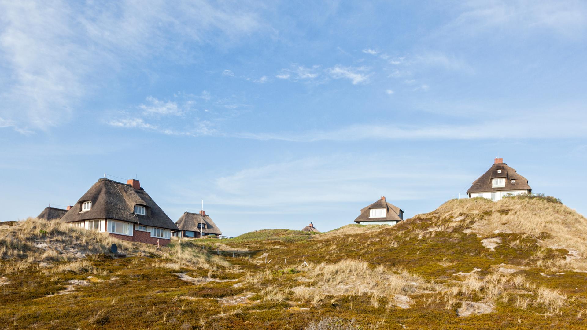 Häuser in einer Gebirgslandschaft