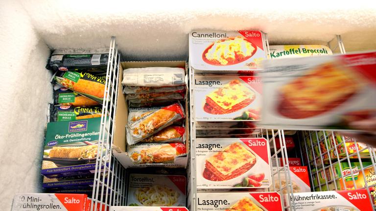 Fertiggerichte in einem Tiefkühlschrank