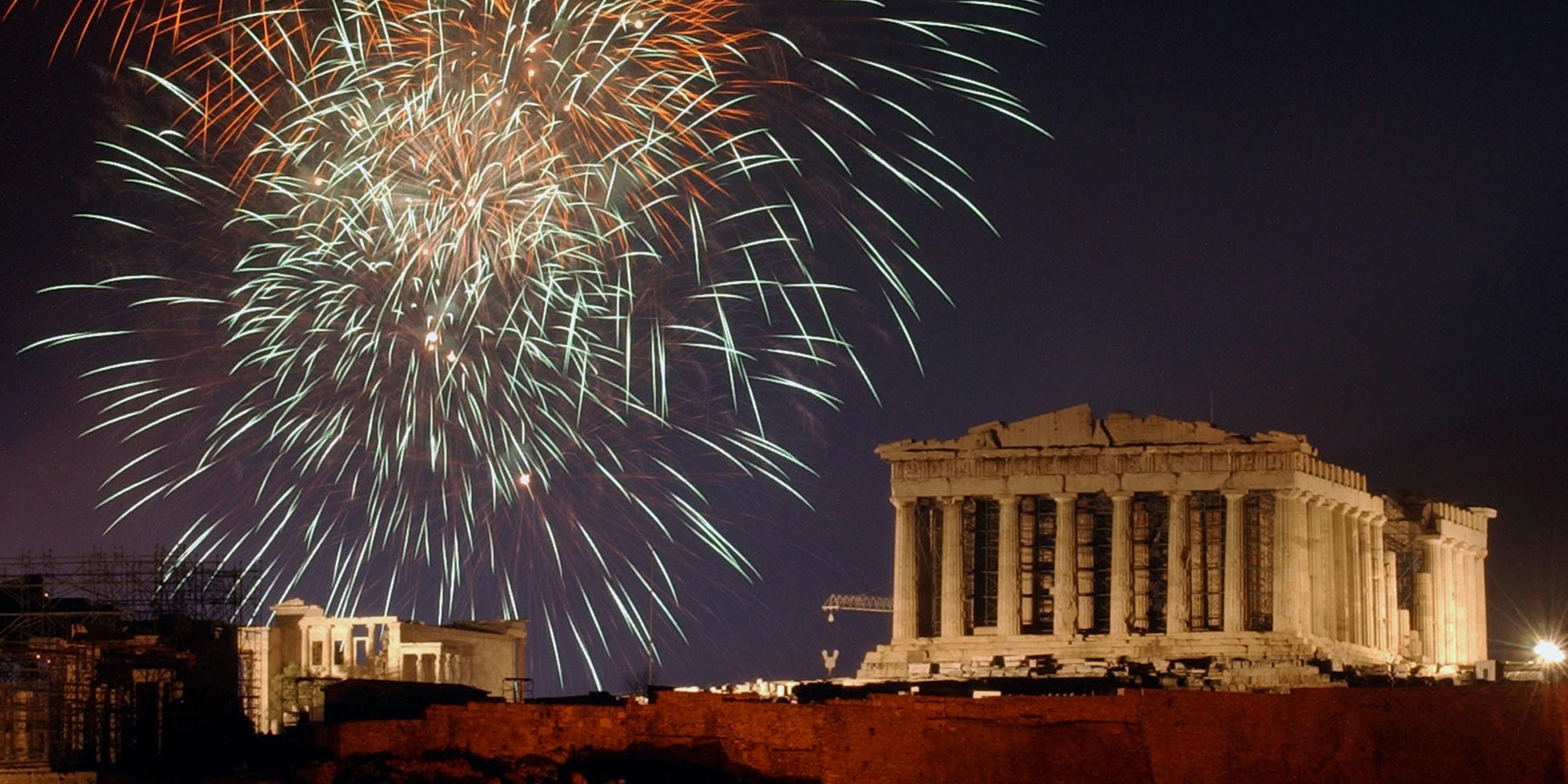 Archiv: Feuerwerk über der Akropolis, Griechenland