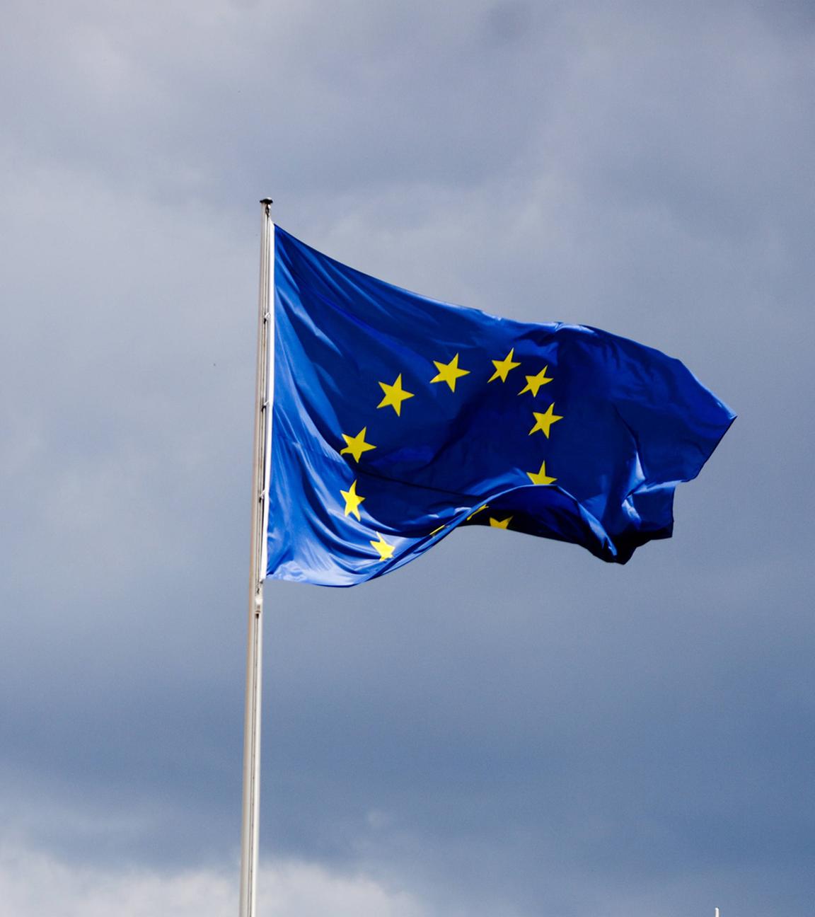 Die Flaggen von Deutschland, Europa und Nato wehen vo dem Reichstagsgebäude in Berlin. (Archiv)