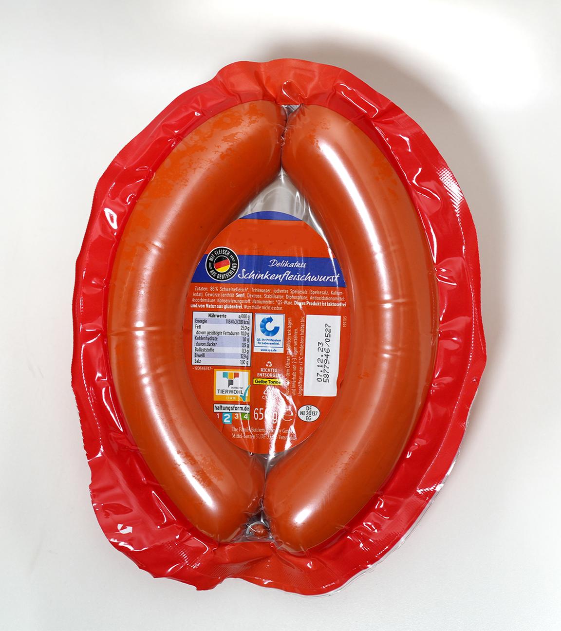 Abgepackte Fleischwurst aus dem Supermarkt