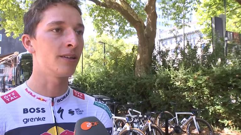 Der Tour-Dritte Florian Lipowitz im ZDF-Interview vor dem Start der Deutschland-Tour