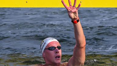 Deutschlands Schwimmer Florian Wellbrock jubelt.