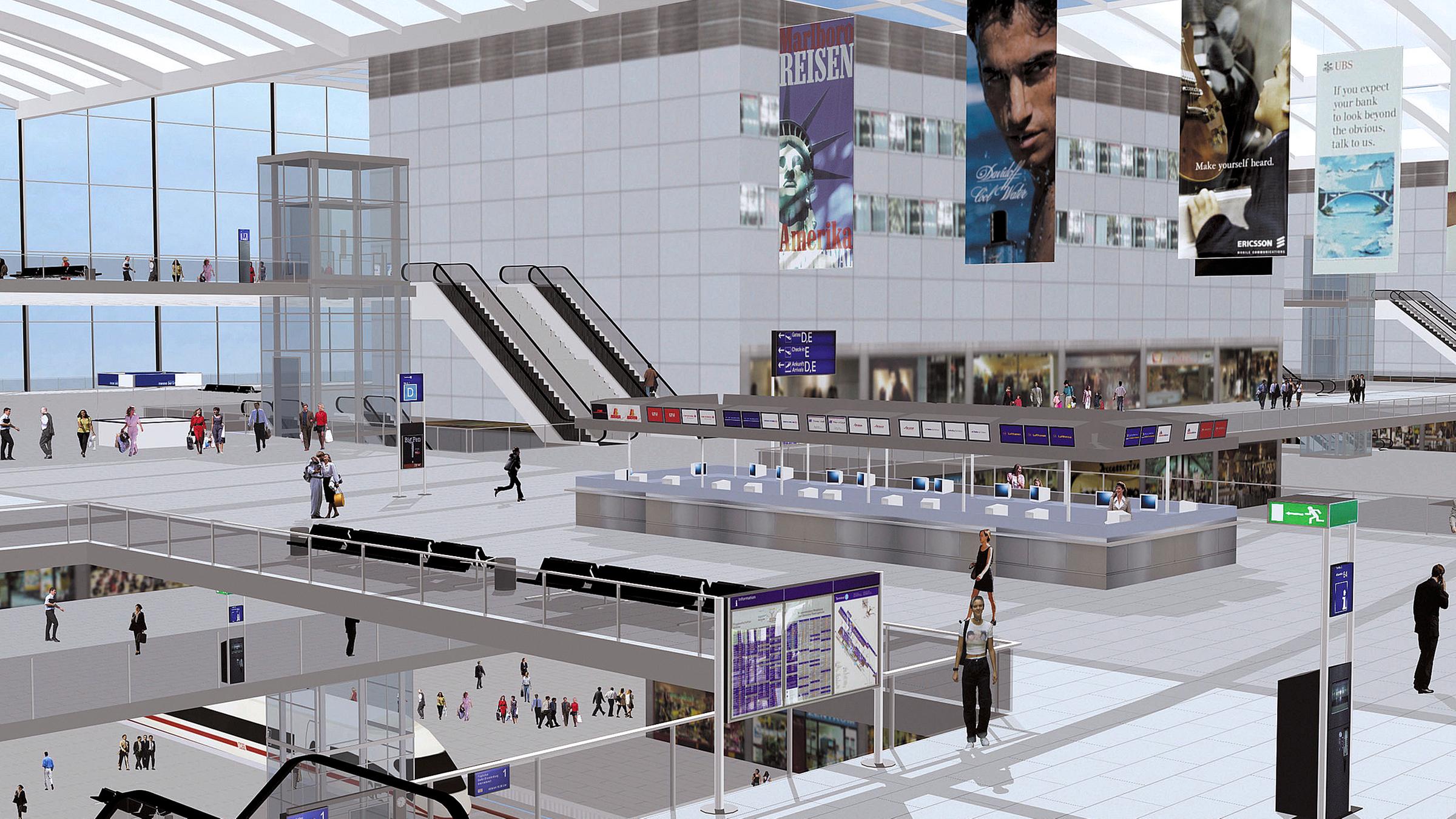 Archiv: Die vom Flughafen Berlin-Schönefeld am 16.03.2006, zur Verfügung gestellte Computergrafik zeigt das geplante Terminal.