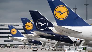 Passagiermaschinen der Lufthansa sind auf dem Flughafen Frankfurt zu sehen.