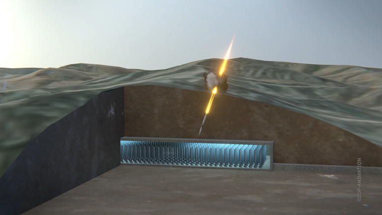 Grafikvideo, das die iranische Atomanlage als Ziel der Israelis erläutert. 