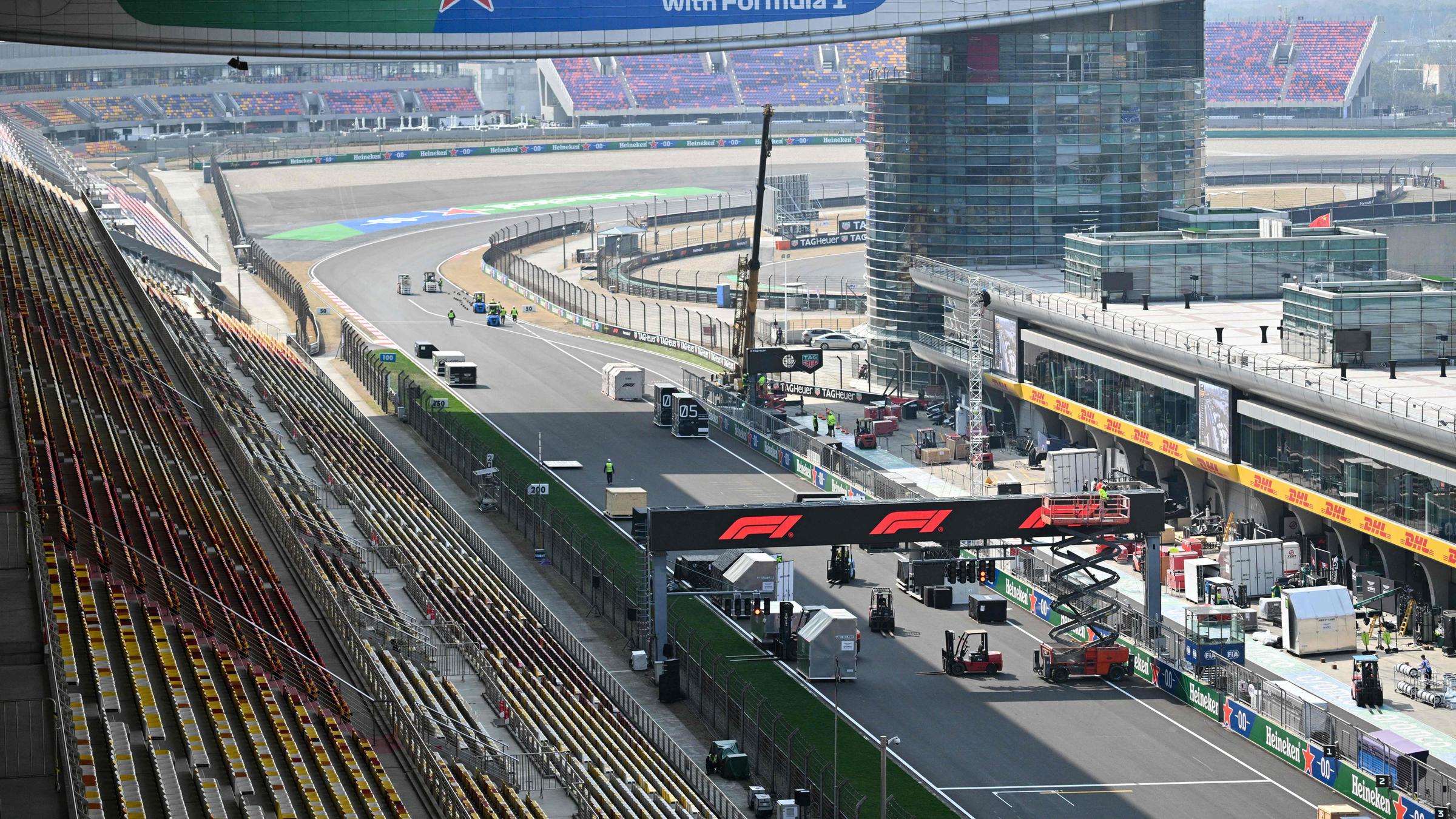 Die Shanghai International Circuit bei den Vorbereitungen auf das Rennwochenende