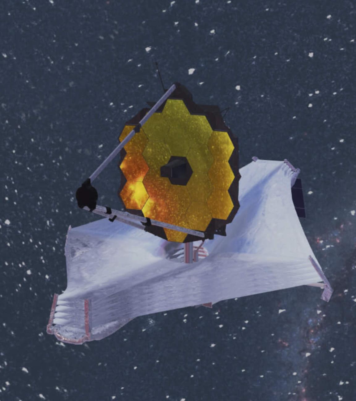 Das James-Webb-Teleskop mit ausgebreitetem Sonnenschild: In 1,5 Millionen Kilometer Entfernung zur Erde soll es neue Erkenntnisse zu den Anfängen des Alls liefern.
