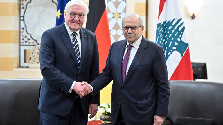 Libanin, Beirut: Bundespräsident Frank-Walter Steinmeier und Libanons Premierminister Nawaf Salam