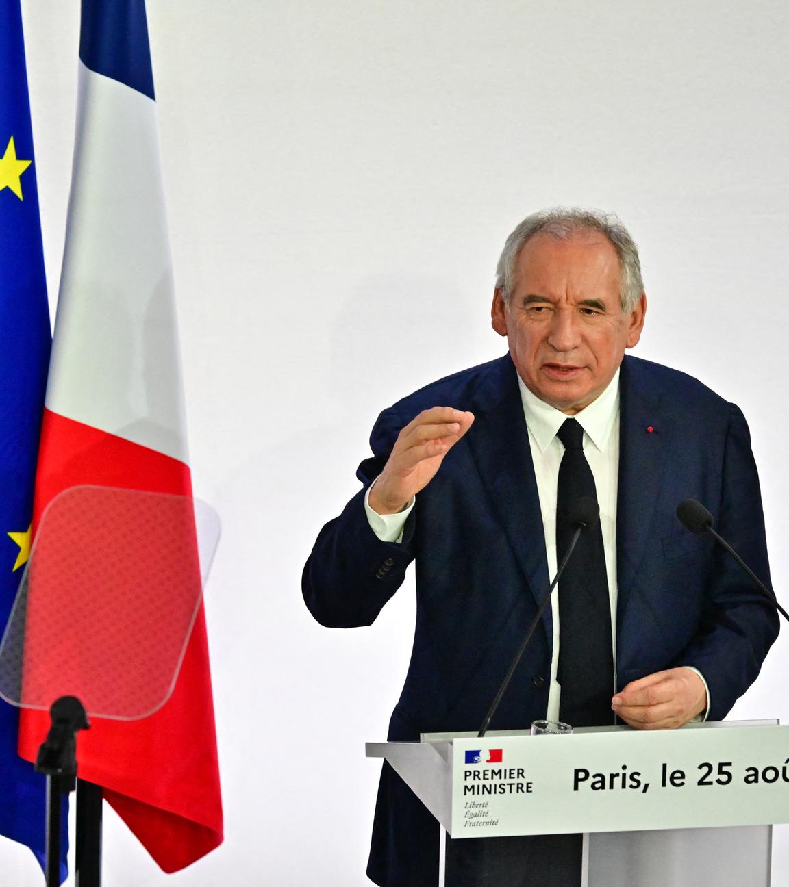 Le Premier ministre François Bayrou lors d'une conférence de presse à Paris, France, le 25 août 2025. 