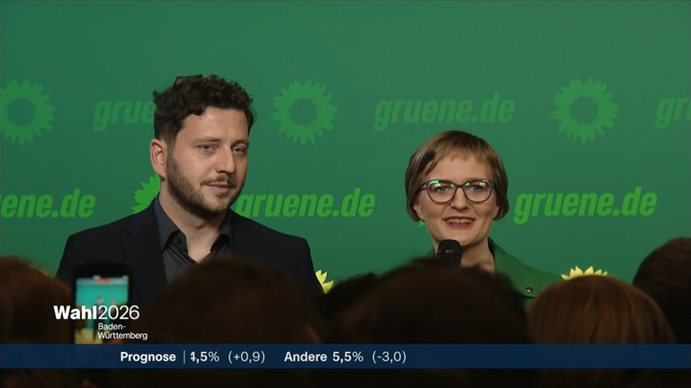 Grünen-Vorsitzende Franziska Brantner mit einer Reaktion zur Landtagswahl in Baden-Württemberg.