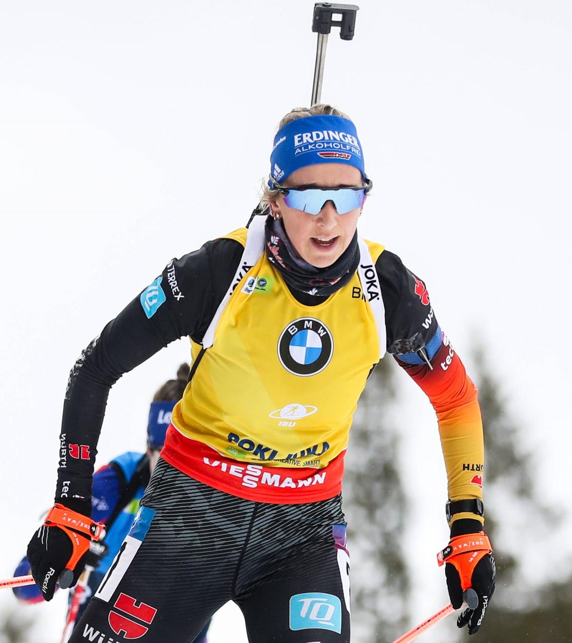 Franziska Preuß beim Biathlon-Weltcup am 13.03.2025 in Pokljuka