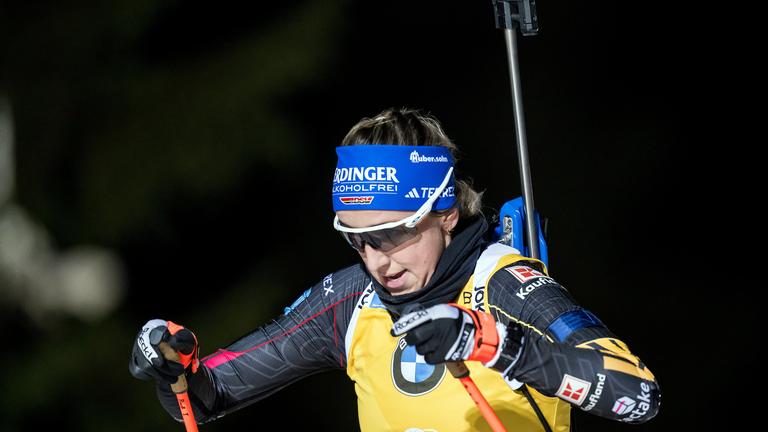 Franziska Preuß (Deutschland) in Aktion. 