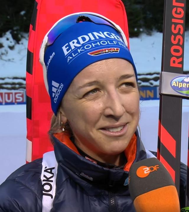 Biathletin Franziska Preuß im ZDF-Interview nach dem Staffelrennen in Ruhpolding
