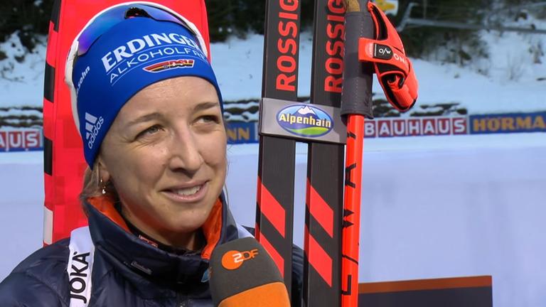 Biathletin Franziska Preuß im ZDF-Interview nach dem Staffelrennen in Ruhpolding