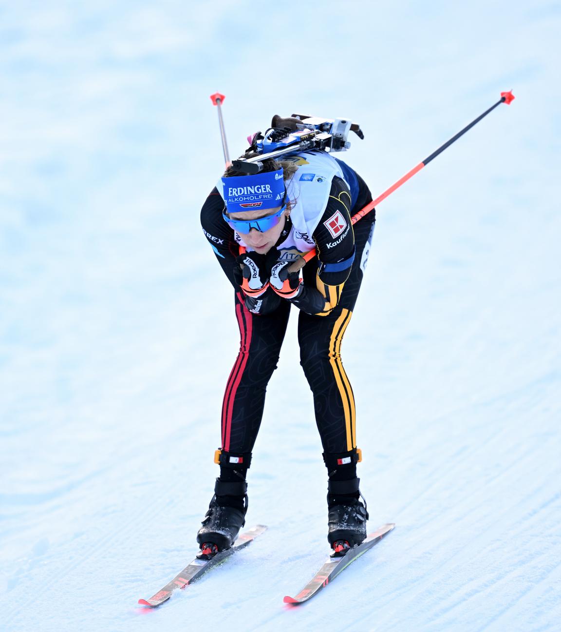 Die deutsche Biathletin Franziska Preuß ist im Weltcup in Ruhpolding auf der Strecke unterwegs