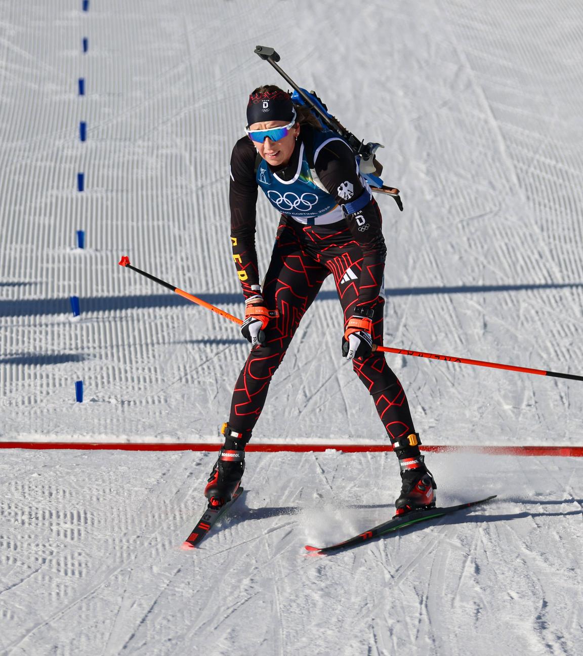 Franziska Preuß (Deutschland) in Aktion. 
