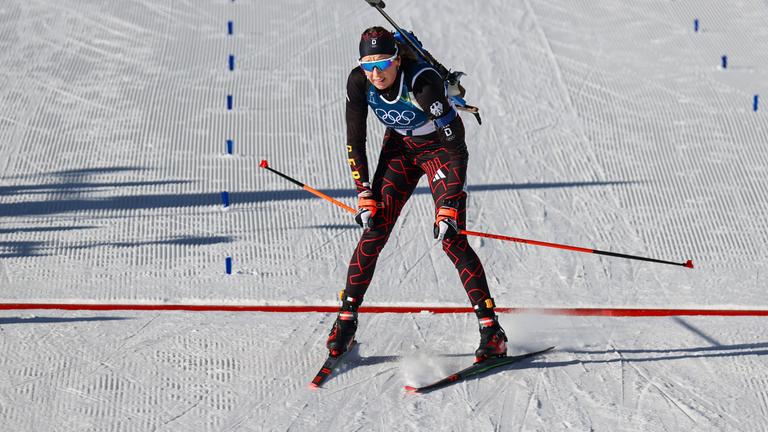 Franziska Preuß (Deutschland) in Aktion. 