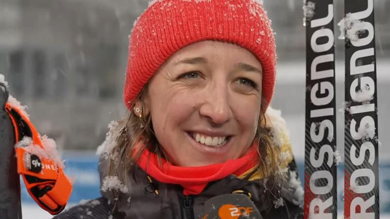 Franziska Preuß im ZDF-Interview nach dem letzten Rennen ihrer Biahtlon-Karriere bei Olympia in Antholz