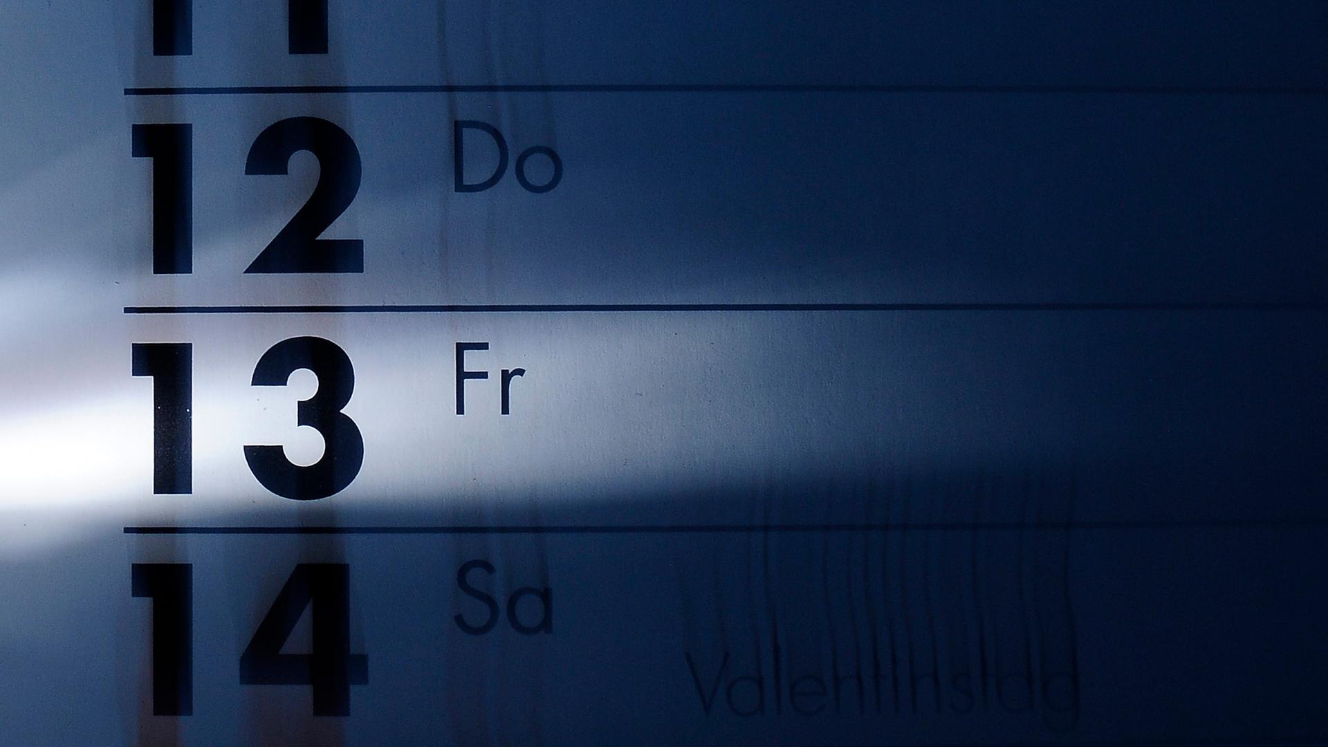 Ein Kalenderblatt von Freitag, dem 13.