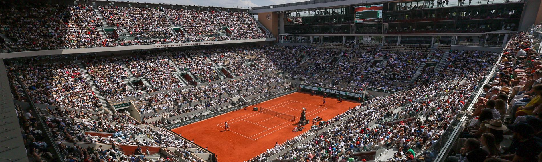 Der Court Philippe-Chatrier im Stade Roland Garros in Paris