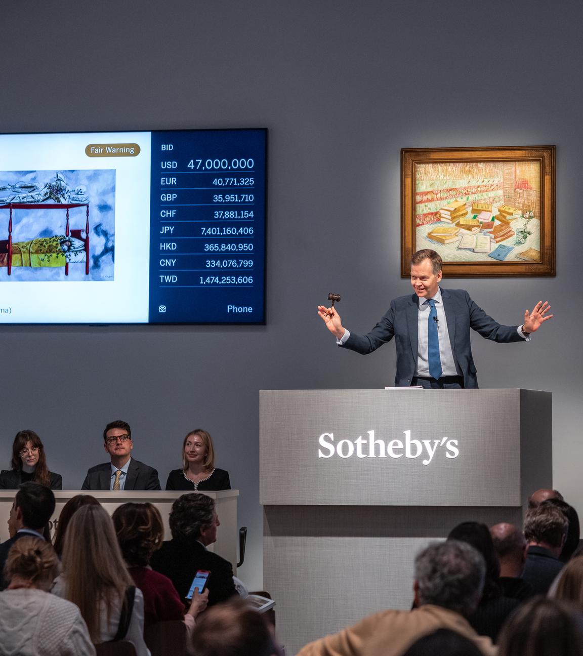 Die von Sotheby's zur Verfügung gestellte Aufnahme zeigt die Auktion des Gemäldes «El sueno (La cama)» der mexikanischen Künstlerin Frida Kahlo.