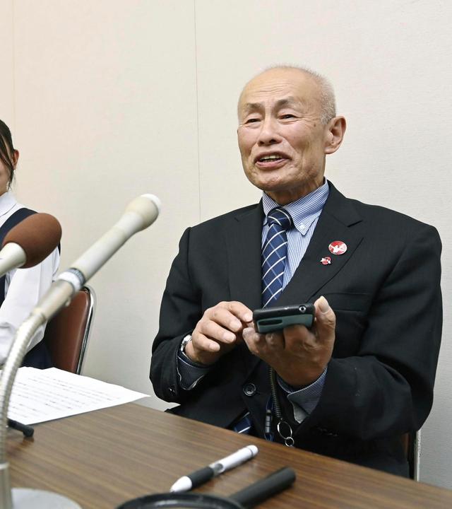  Präsident von Nihon Hidankyo oder der Japan Confederation of A- and H-Bomb Sufferers Organizations, spricht zu Medienvertretern.
