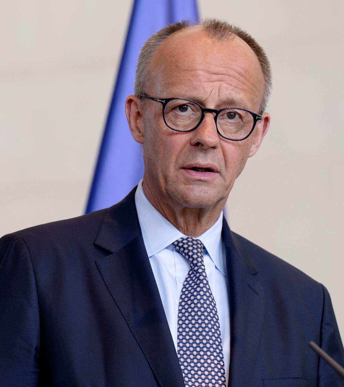 Virtuelles Gespräch der Europäischen Partner mit Präsident Trump: Bundeskanzler Merz bei einem Pressestatement.