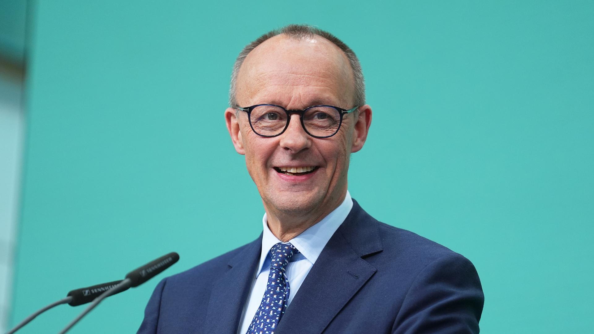 CDU-Chef Friedrich Merz bei einer Pressekonferenz im Konrad-Adenauer-Haus nach der Bundestagswahl