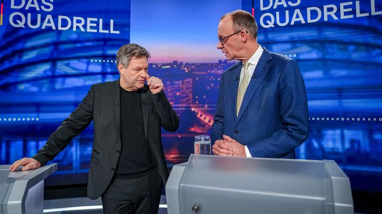 Friedrich Merz und Robert Habeck am 16.02.2025.