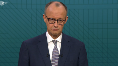 Friedrich Merz (CDU) im Studio beim TV-Duell