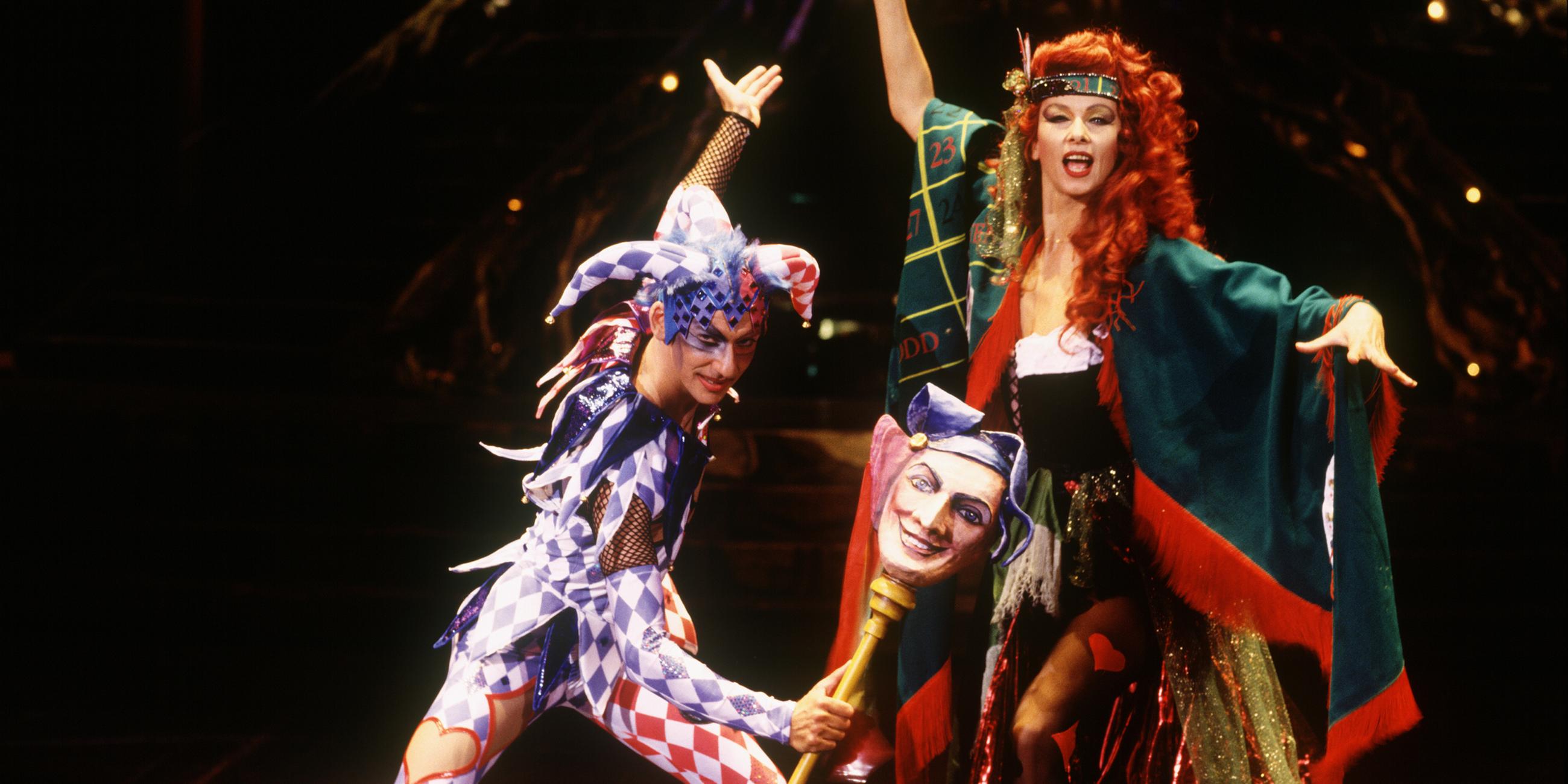 Richard Labrousse als „Der Narr“ und Marion Flöter als „Tarot“ in der Produktion „Joker“ 1997 