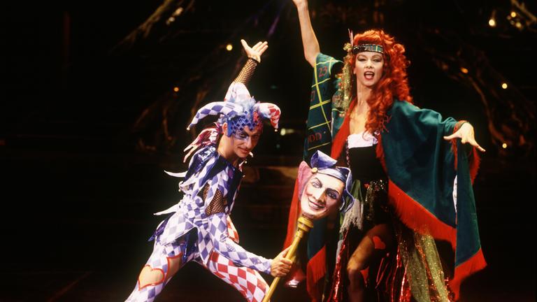 Richard Labrousse als „Der Narr“ und Marion Flöter als „Tarot“ in der Produktion „Joker“ 1997 
