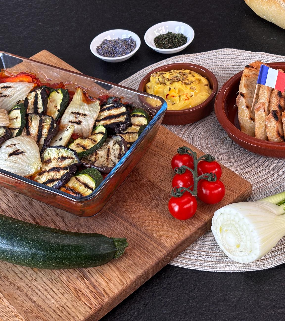 Frühlings-Ratatouille mit Safran-Zitronen-Aioli