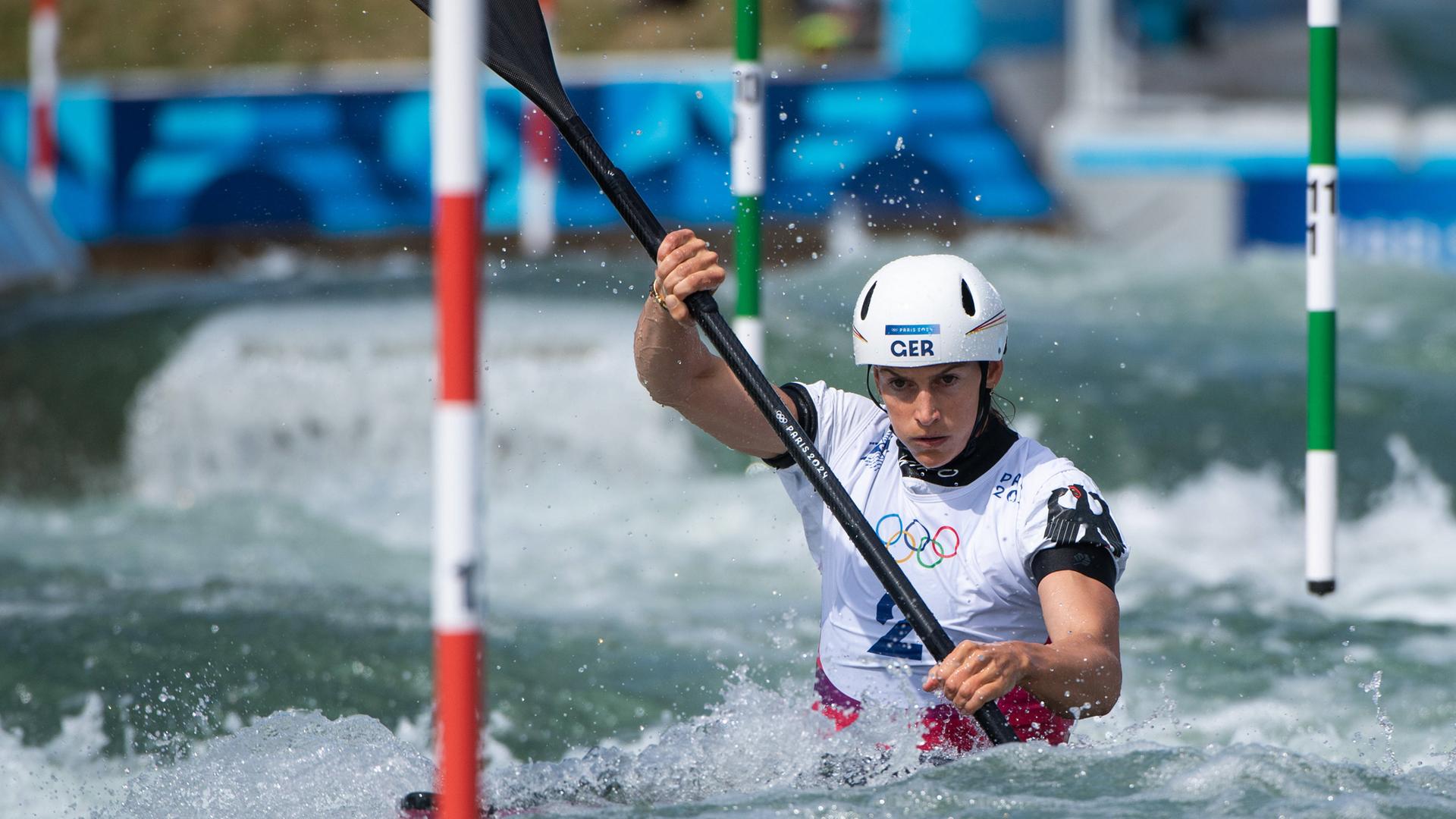 Deutschlands Ricarda Funk in Aktion.