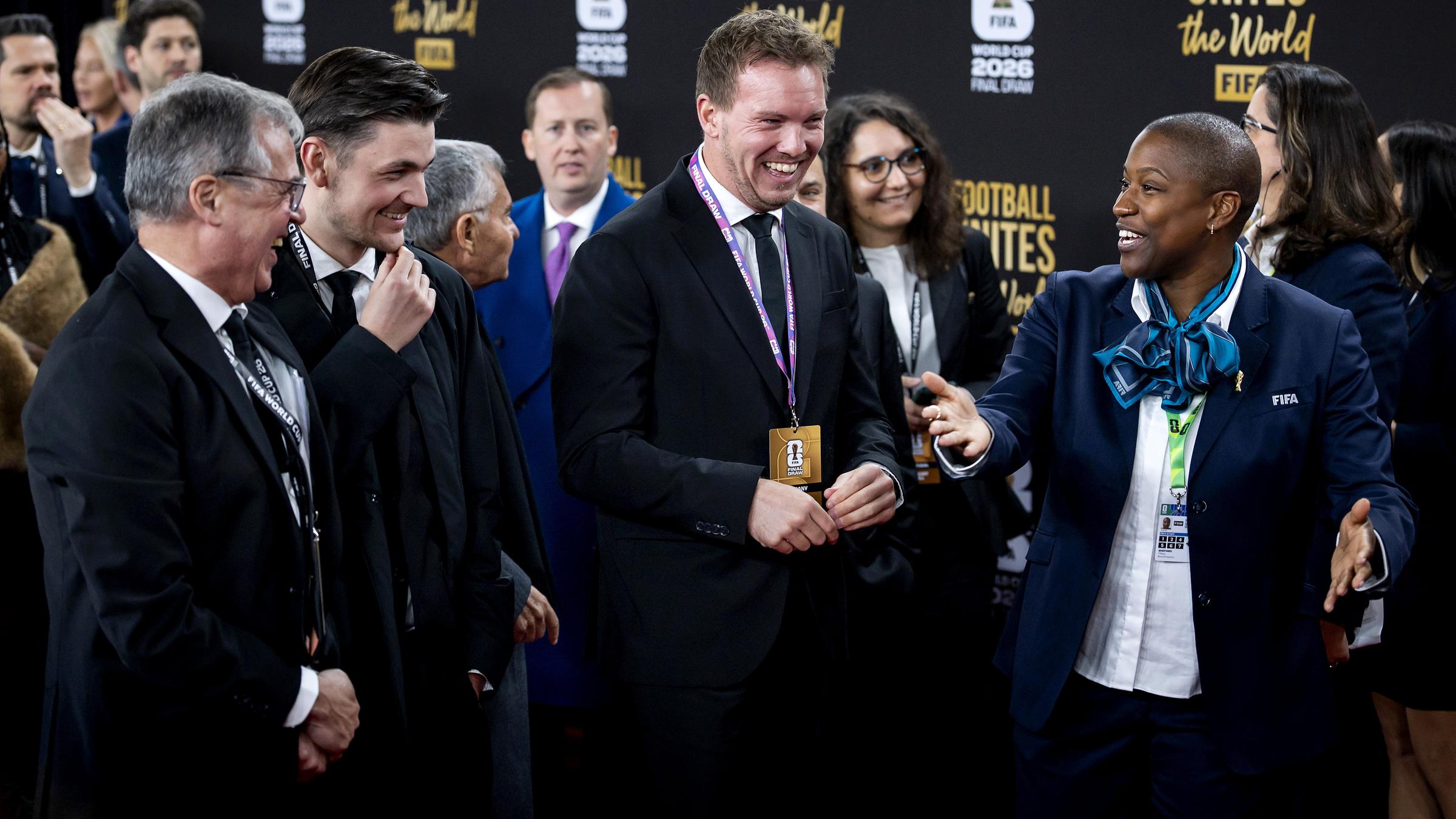 Bundestrainer Julian Nagelsmann (m.) bei der Auslosung der Gruppenphase der Fußball-WM 2026