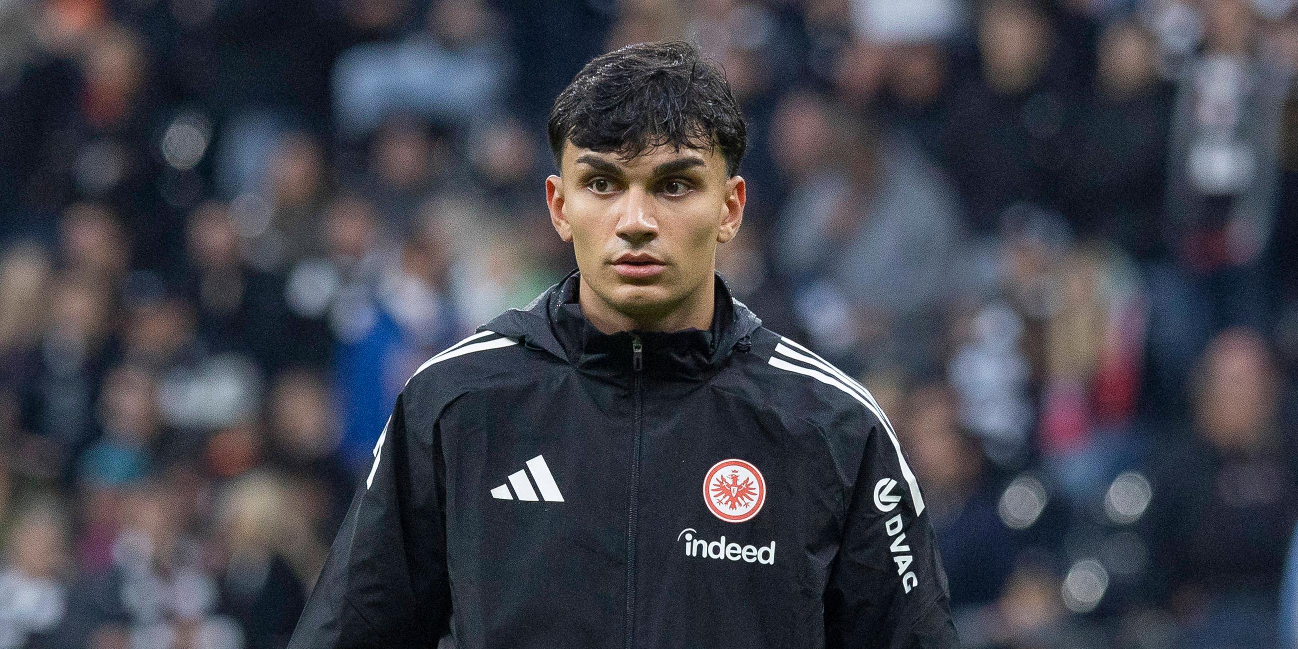 Fußballer Can Uzun von Eintracht Frankfurt am 04.10.2025 gegen FC Bayern München in Frankfurt.