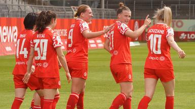 Torjubel bei den Fußballerinnen von Mainz 05 am 10.05.2026 gegen den FC Ingolstadt.