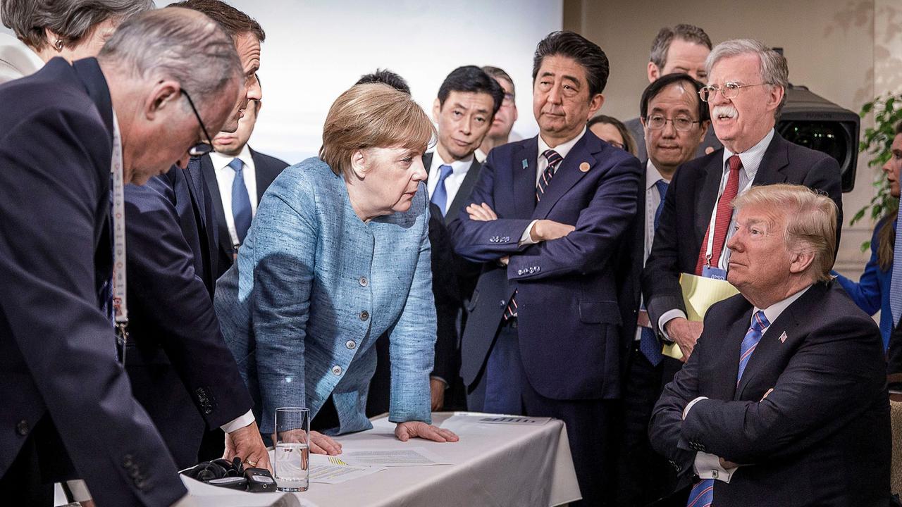 Angela Merkel und Donald Trump beim G7-Gipfel 2018.