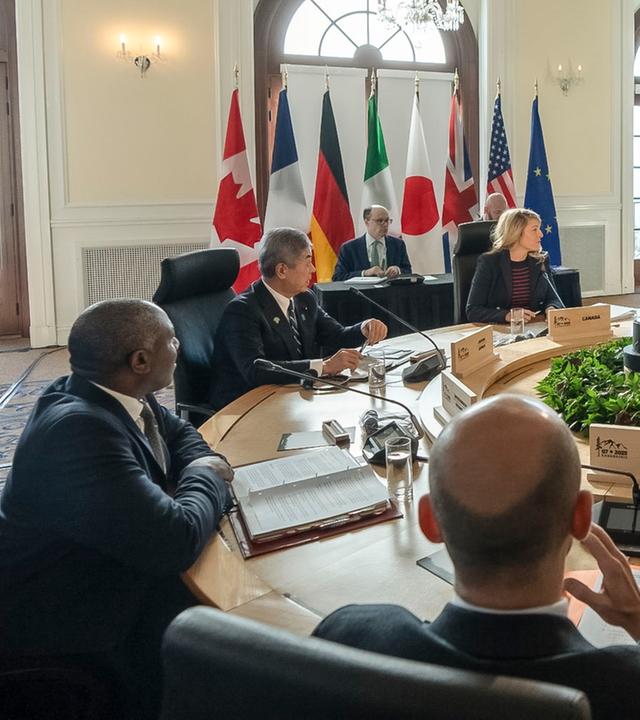 Die Außenminister der G7-Staaten beim Treffen in Kanada