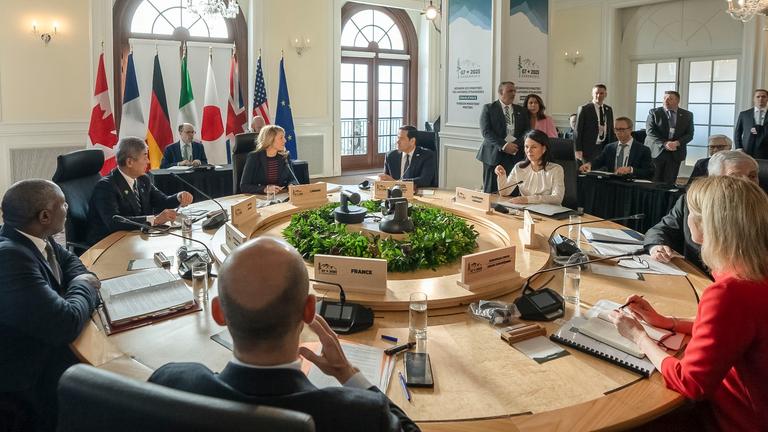 Die Außenminister der G7-Staaten beim Treffen in Kanada