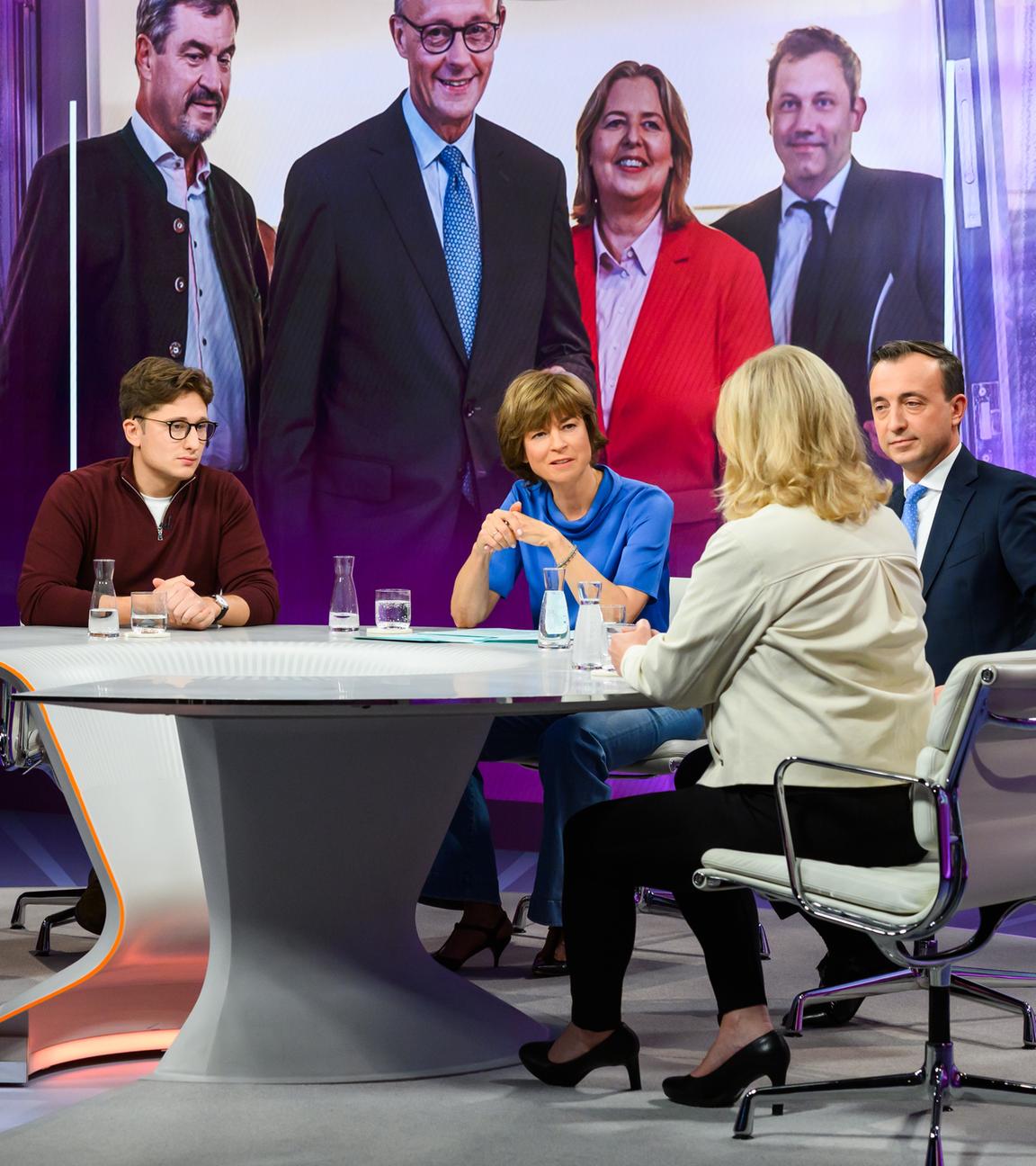 von links.: Verena Bentele, Philipp Türmer, Maybrit Illner, Paul Ziemiak, Eva QuadbeckSchalte: Boris Palmer
