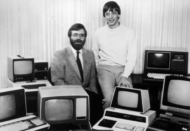 Die Microsoft-Gründer Bill Gates (rechts) und Paul Allen in den 1970ern