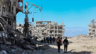Zerstörte Gebäude im südlichen Teil des Gazastreifens am 20.01.2025