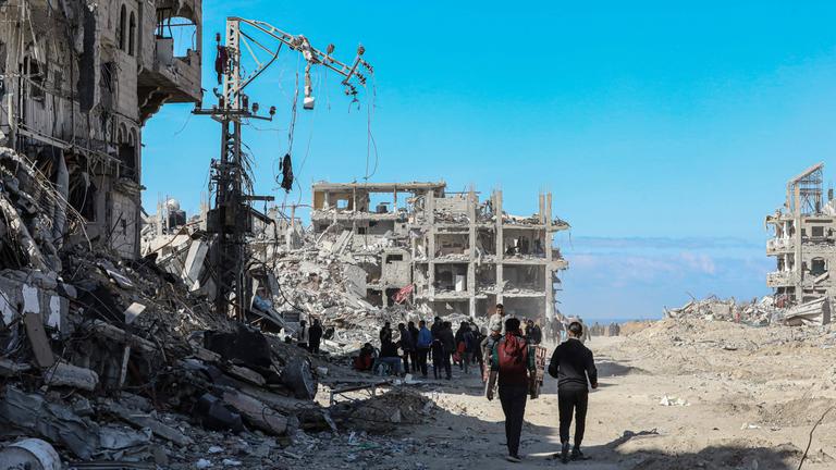 Zerstörte Gebäude im südlichen Teil des Gazastreifens am 20.01.2025