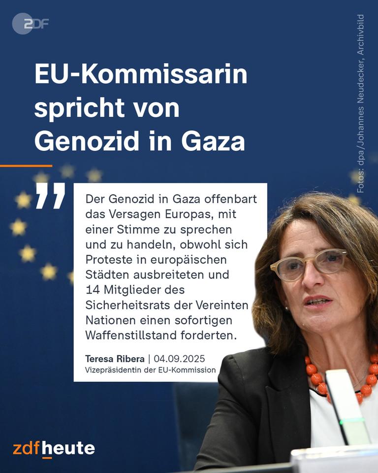 Teresa Ribera, Vizepräsidentin der EU-Kommission, hat Israels Vorgehen im Gaza-Streifen als Genozid bezeichnet