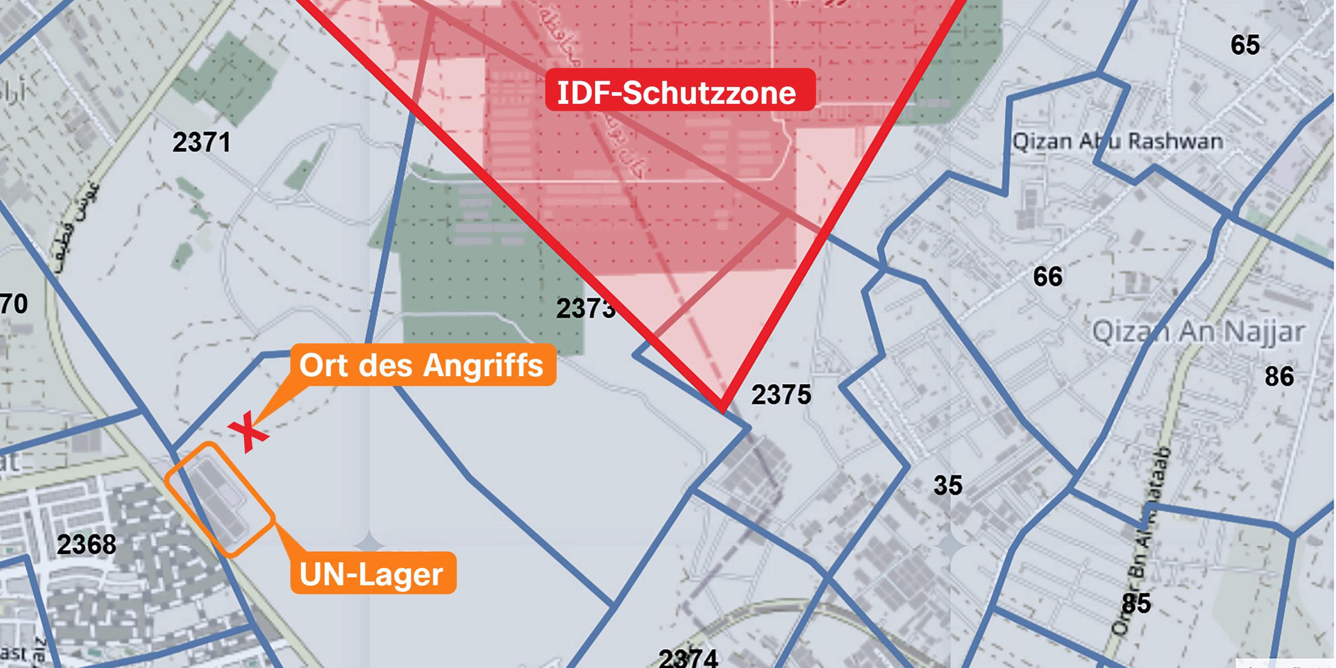 Gaza, Schutzzone, Karte, Markierung