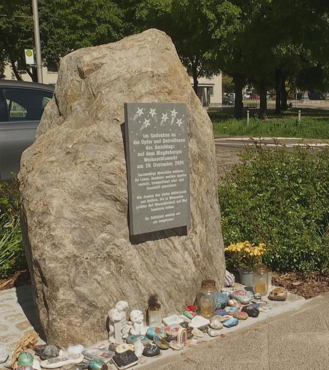 Gedenkstein für die Opfer des Anschlags in Magdeburg