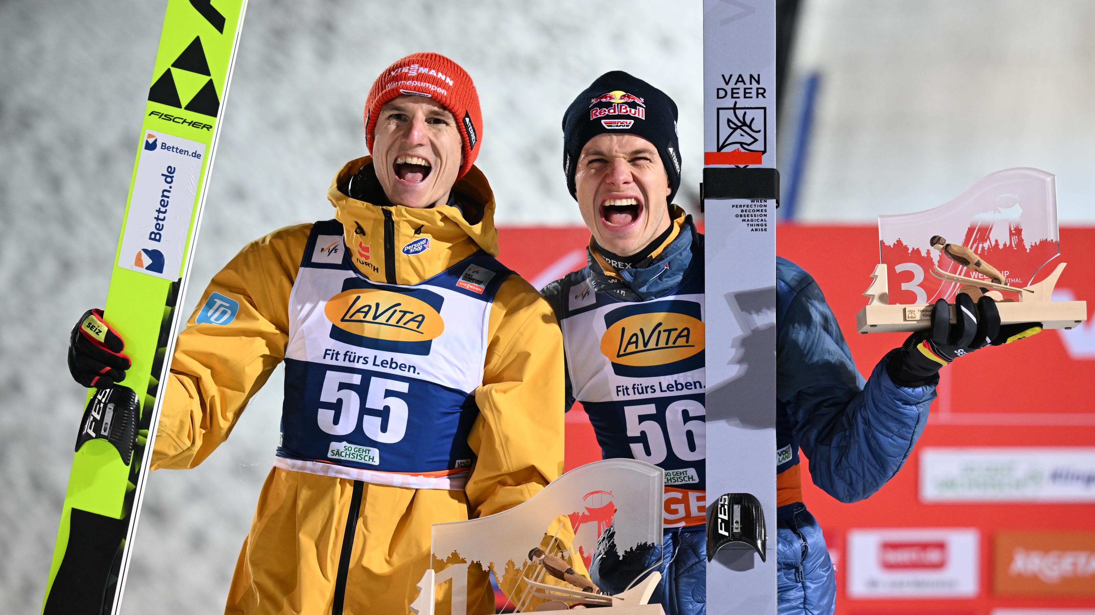 Skispringen: Karl Geiger und Andreas Wellinger.