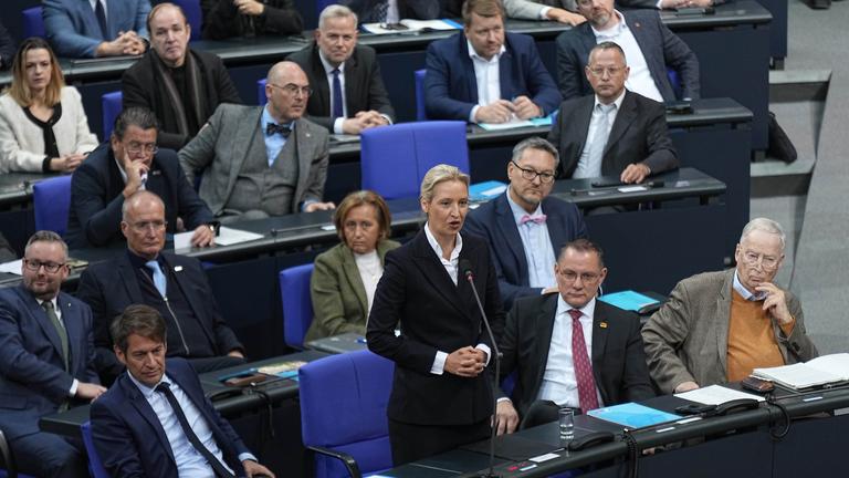 Alice Weidel, Fraktions- und Bundesvorsitzende der AfD, spricht in der Generaldebatte im Bundestag zum Haushalt.